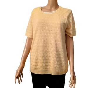 Alfred Dunner Lining Blouse Top Crop Shirt Size L Short Sleeve Acrilic Yarn Used